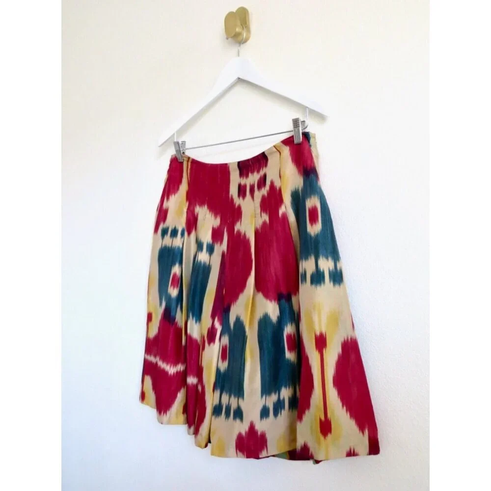 NEW! Lauren Ralph Lauren 100% Silk Modern Maasai Southwestern Skirt SZ 8